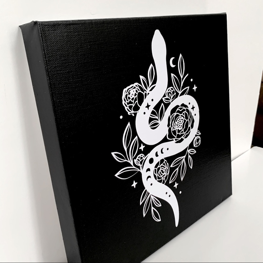 Handmade Gothic Snake & Roses Canvas - Picture 2 of 8
